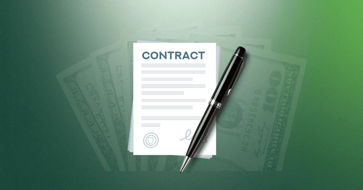 image of contract with pen and money